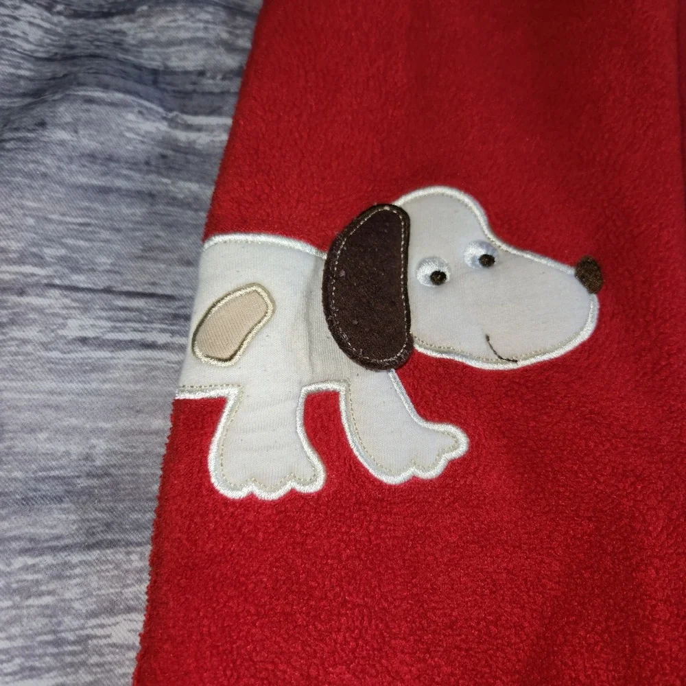 OshKosh B'gosh Red Fleece Dog Applique Overalls Jumper Baby 18‎ Months
